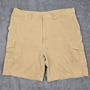 Bobby Chan Cargo Shorts Mens 36 Tan Good Silk Cotton Blend Utility Adjustable